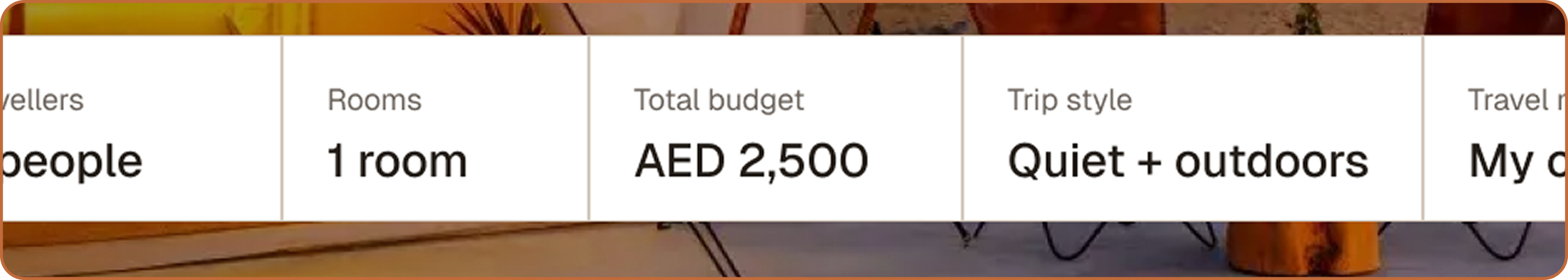 After: the same field labelled "Total budget", AED 2,500.